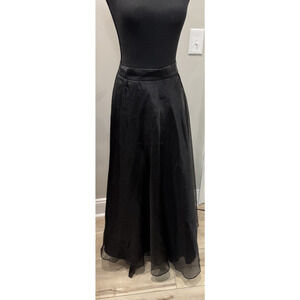 Vintage Whimsigoth Maxi Skirt Sheer Black Organza Lined Goth Evening Sheen Sz 14